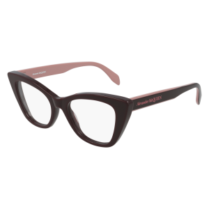 alexander mcqueen optical frame woman acetate burgundy burgundy transparent am0305o 004 4 2