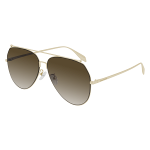 alexander mcqueen sunglass unisex metal gold gold brown am0316s 002 1 2 2