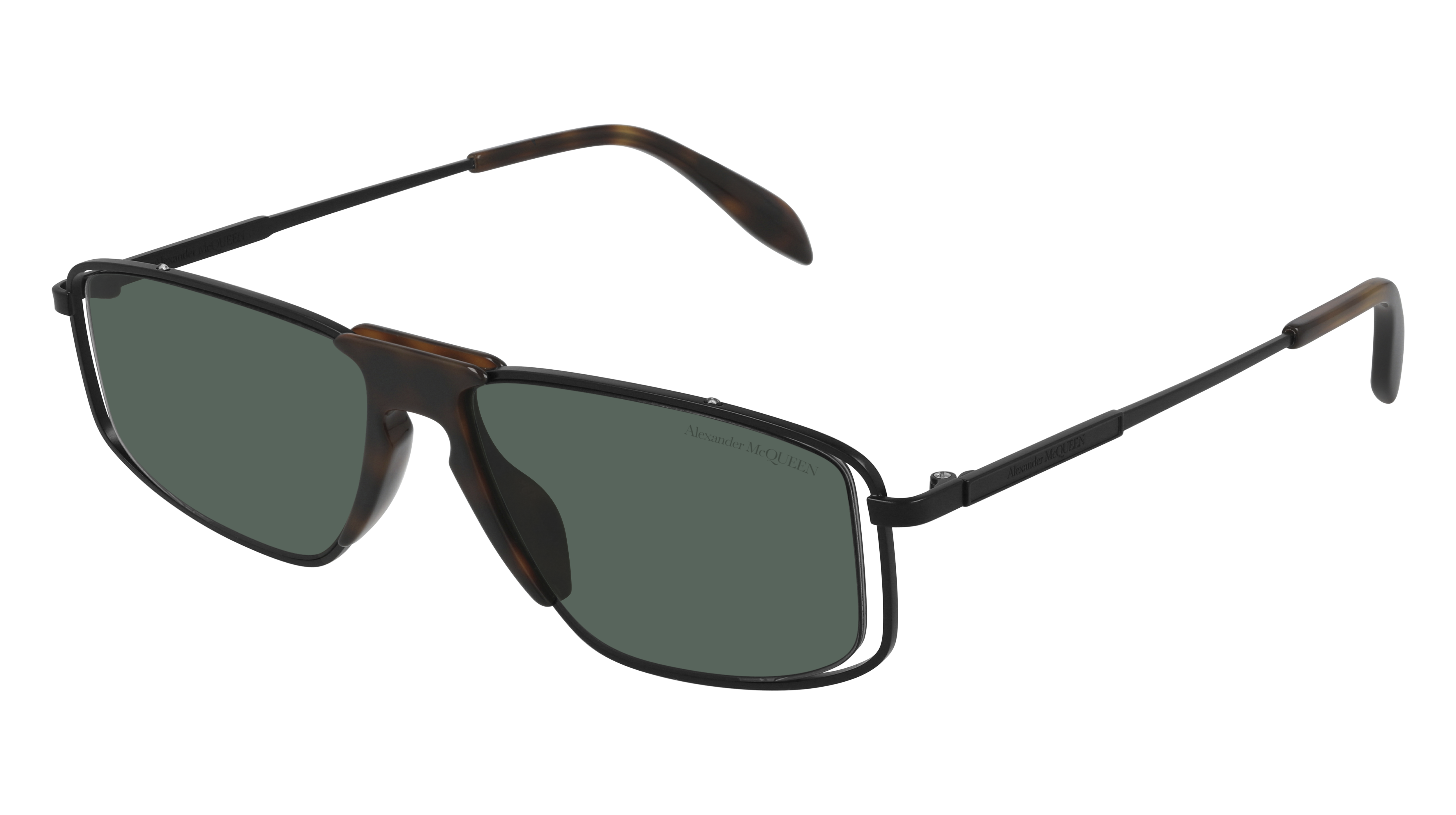 alexander mcqueen sunglass man metal black black green am0198s 002 4 1
